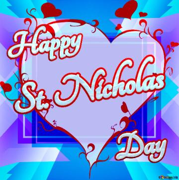St. Nicholas Happy Day  heart Blue Christmas background design love  heart banner