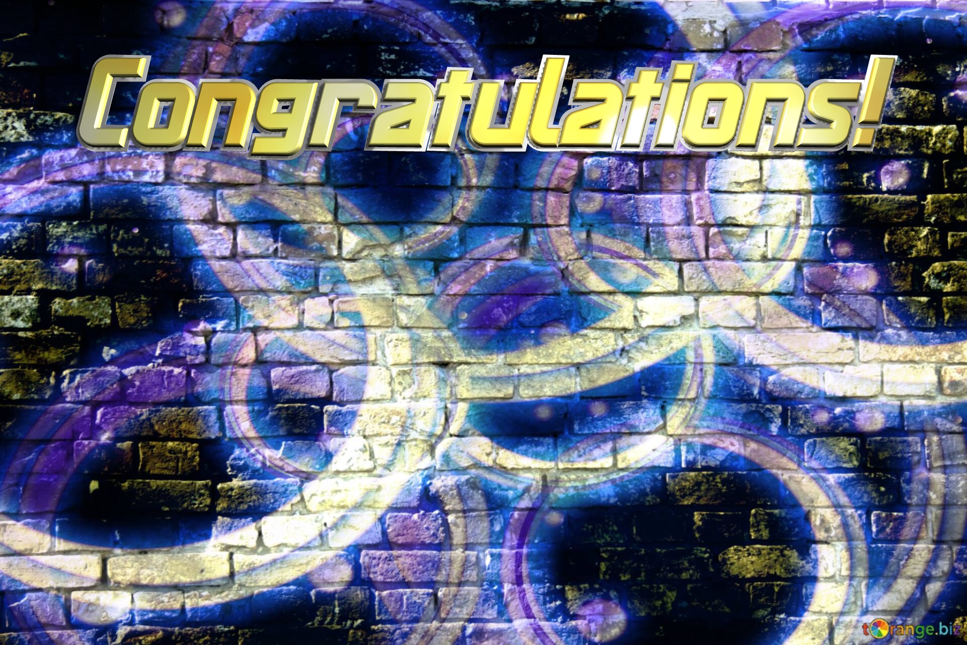 Congratulations background Neon art  old brick wall №0