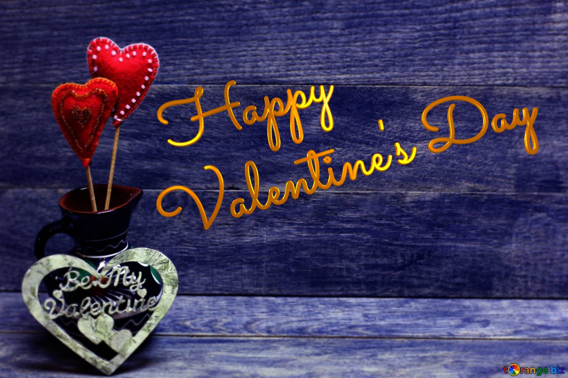 happy valentin Love background with a heart of gold blue №0
