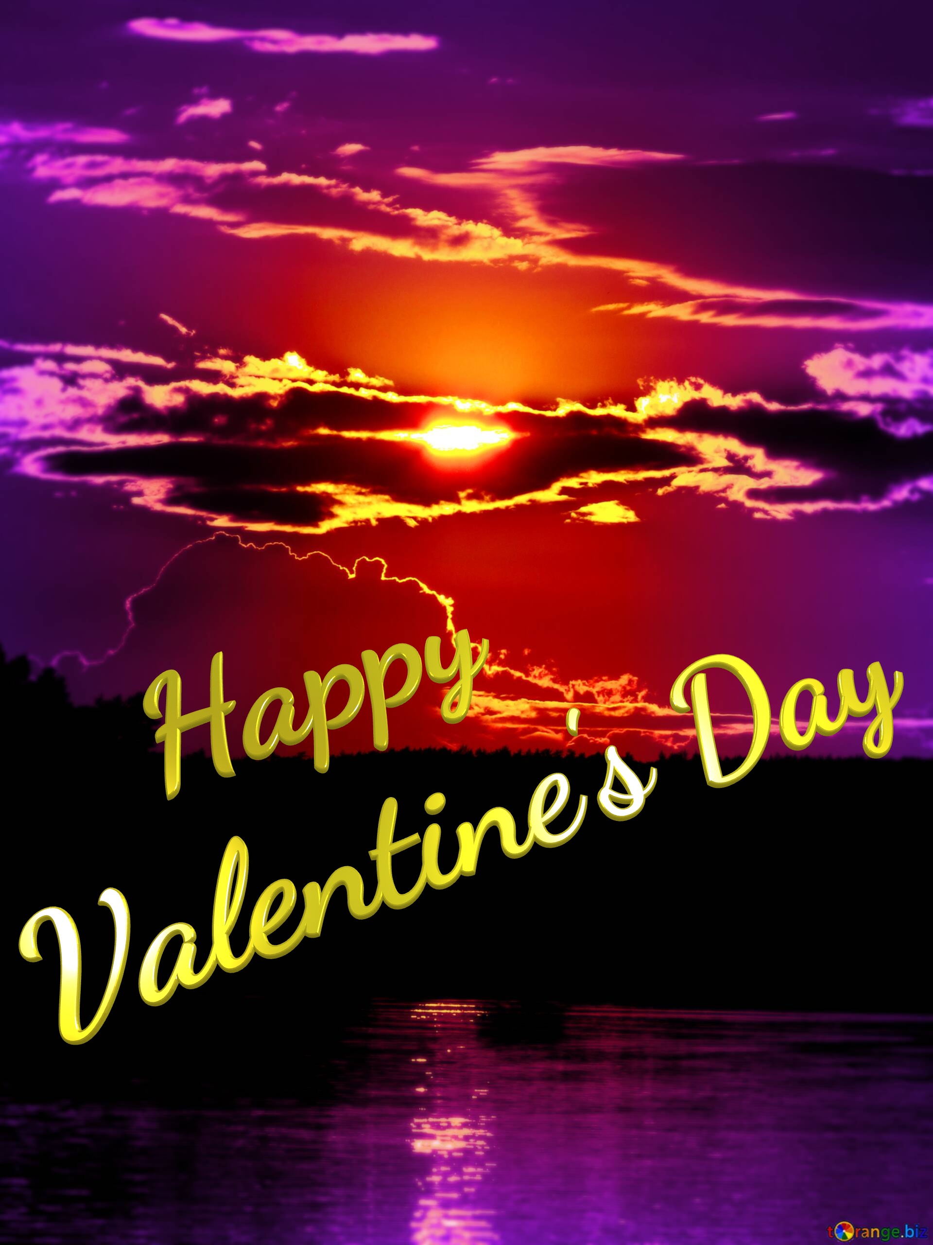 Sunset Happy Valentine`s Day Purple sunset atmosphere red sky at morning natural landscape №0