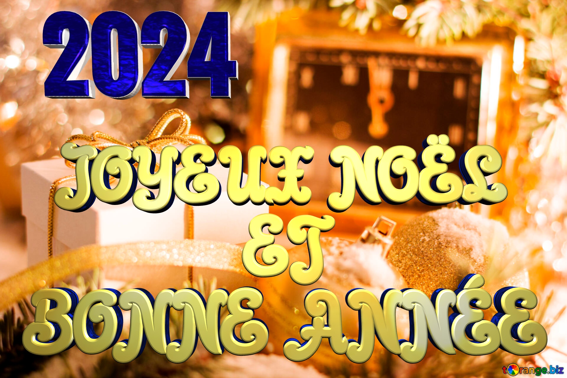 JOYEUX NOËL    ET  BONNE ANNÉE 2024 Greeting card with new year №15364