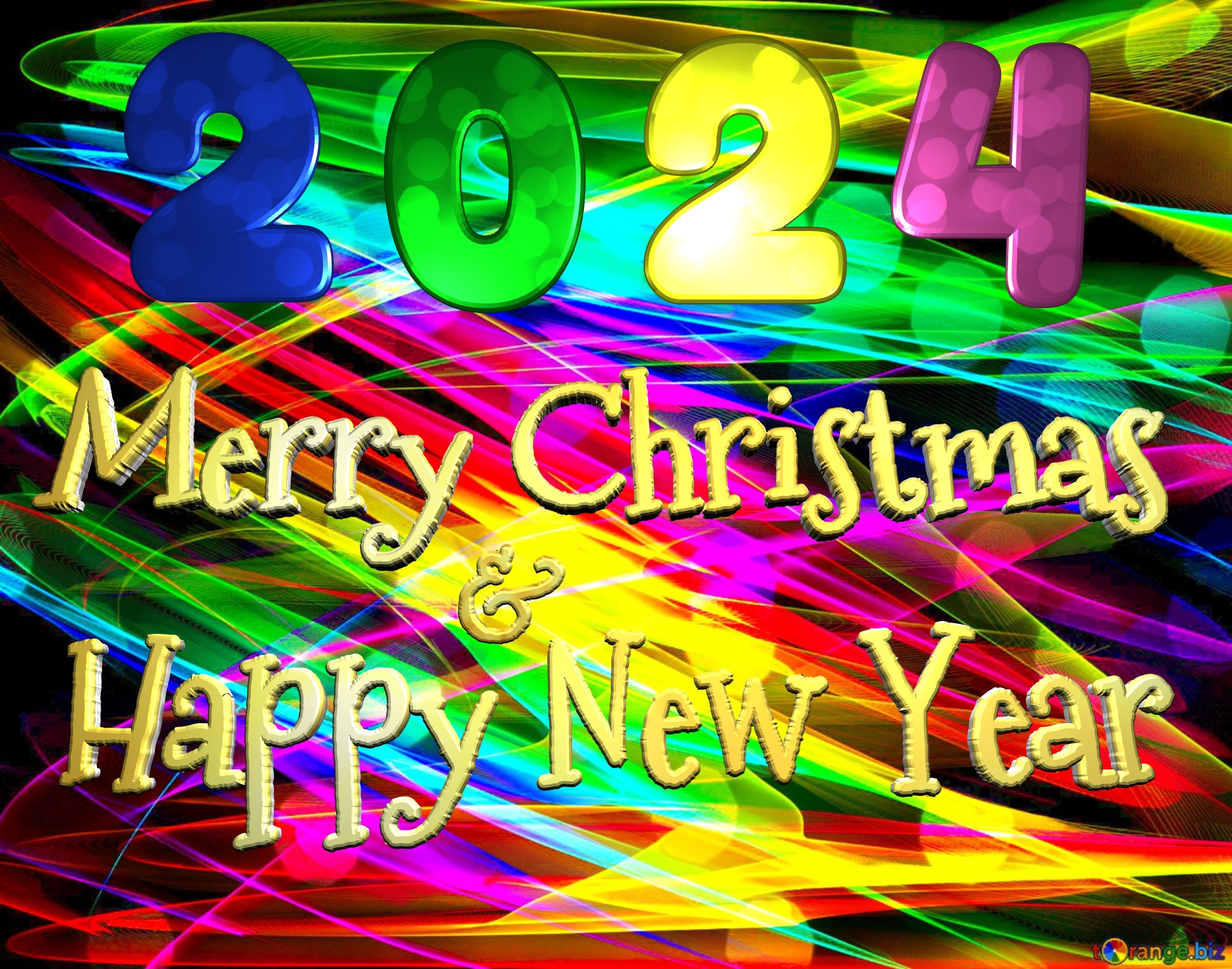 Merry Christmas and Happy New Year 2024 background hard light colours №0