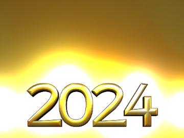 2024 Gold Lettering 2022 3d Render Gold Digits With Reflections Opacity Dark Background Isolated