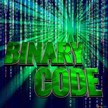 BINARY       CODE   Digital enterprise matrix style background Digital Abstract technology background with binary code and sunrise