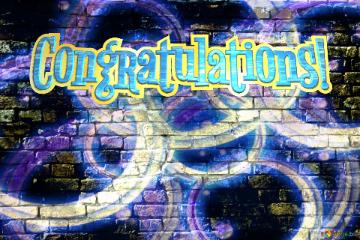 Congratulations Lettering Neon Art  Old Brick Wall