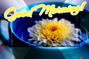 Good Morning!  Flower in cup powerpoint website infographic template banner layout design responsive brochure business