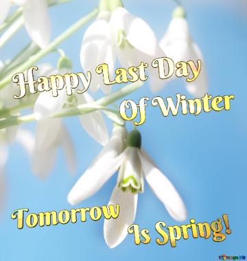 Happy Last Day Of Winter. Tomorrow Is Spring! Early Spring
