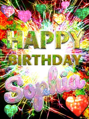 Sophia Happy Birthday Animated Celebration Champagne Background