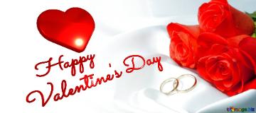 Happy Valentine`s Day red heart two rings