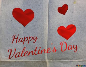 On folded paper Happy Valentine`s Day