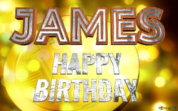 James Happy Birthday  Bright Bitcoin Background