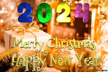 Merry Christmas 2024 Happy New Year Greeting Card With New Year