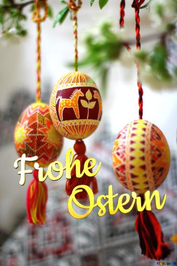 Frohe   Ostern Eggs On Tree