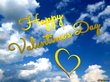 Happy Valentine`s Day In Heaven Clear Sky Background