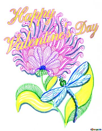 Drawing Happy Valentine`s Day clip art plant flower creative arts painting illustration floral graphic design artwork 