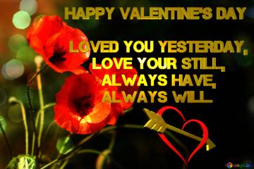Happy Valentine`s Day quote:   Loved you yesterday,   love your still,  always have,   always will.