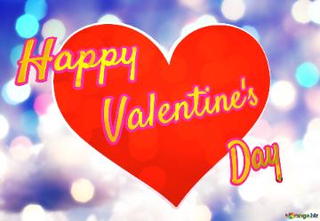 Red Heart Happy Valentine`s Day Sky Clouds Celebration Background