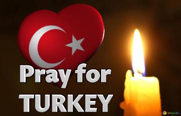 Pray For Turkey Candle On Dark Background
