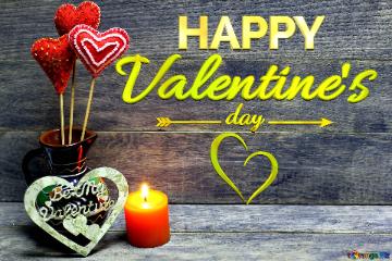 Happy Valentine`s Day Wood Background Love Background With Candles
