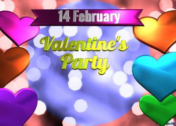 Valentine`s      Party        14 February  Infographics Blue Circle Frame