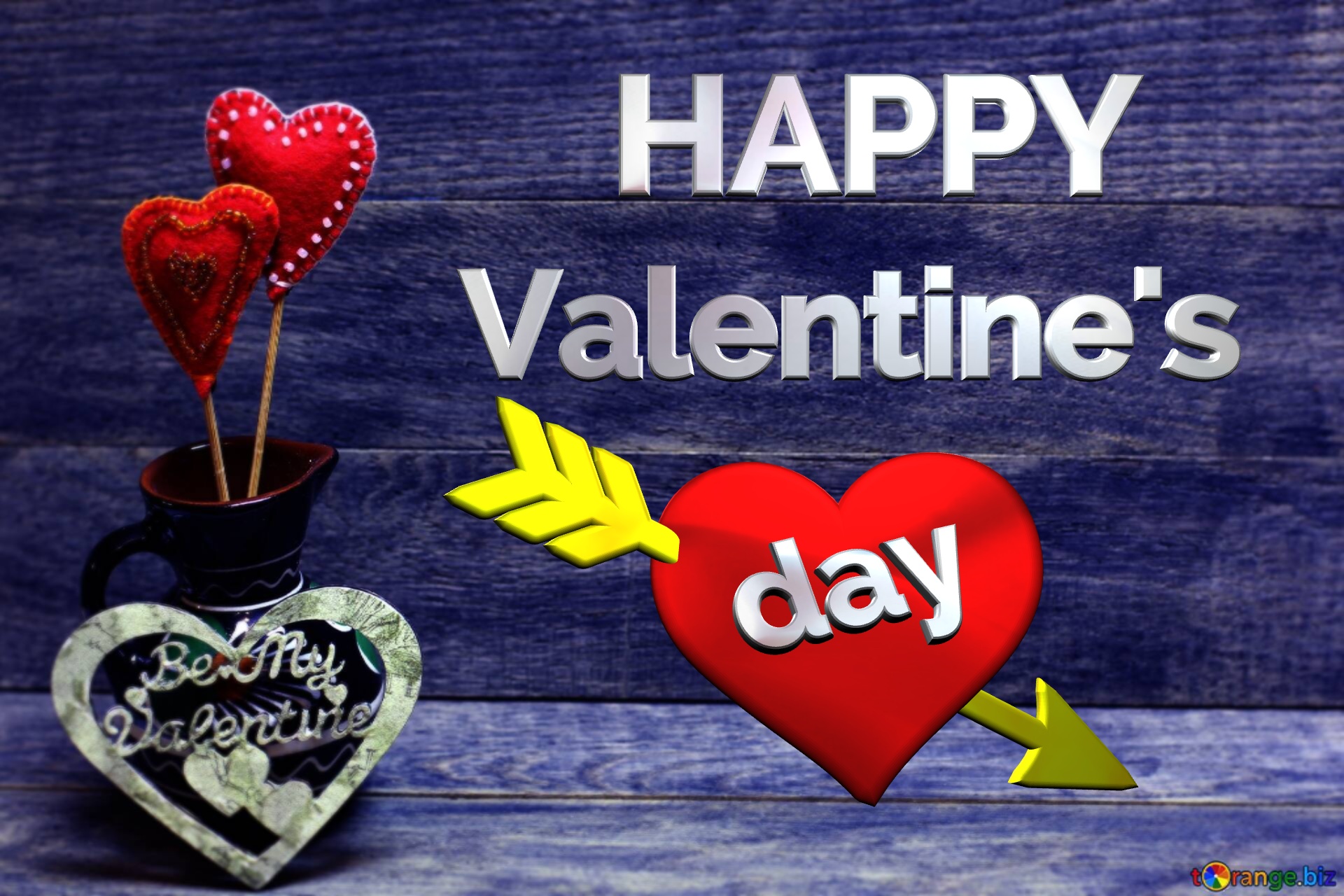 Valentine`s day   HAPPY  Love background with a heart of gold blue №0