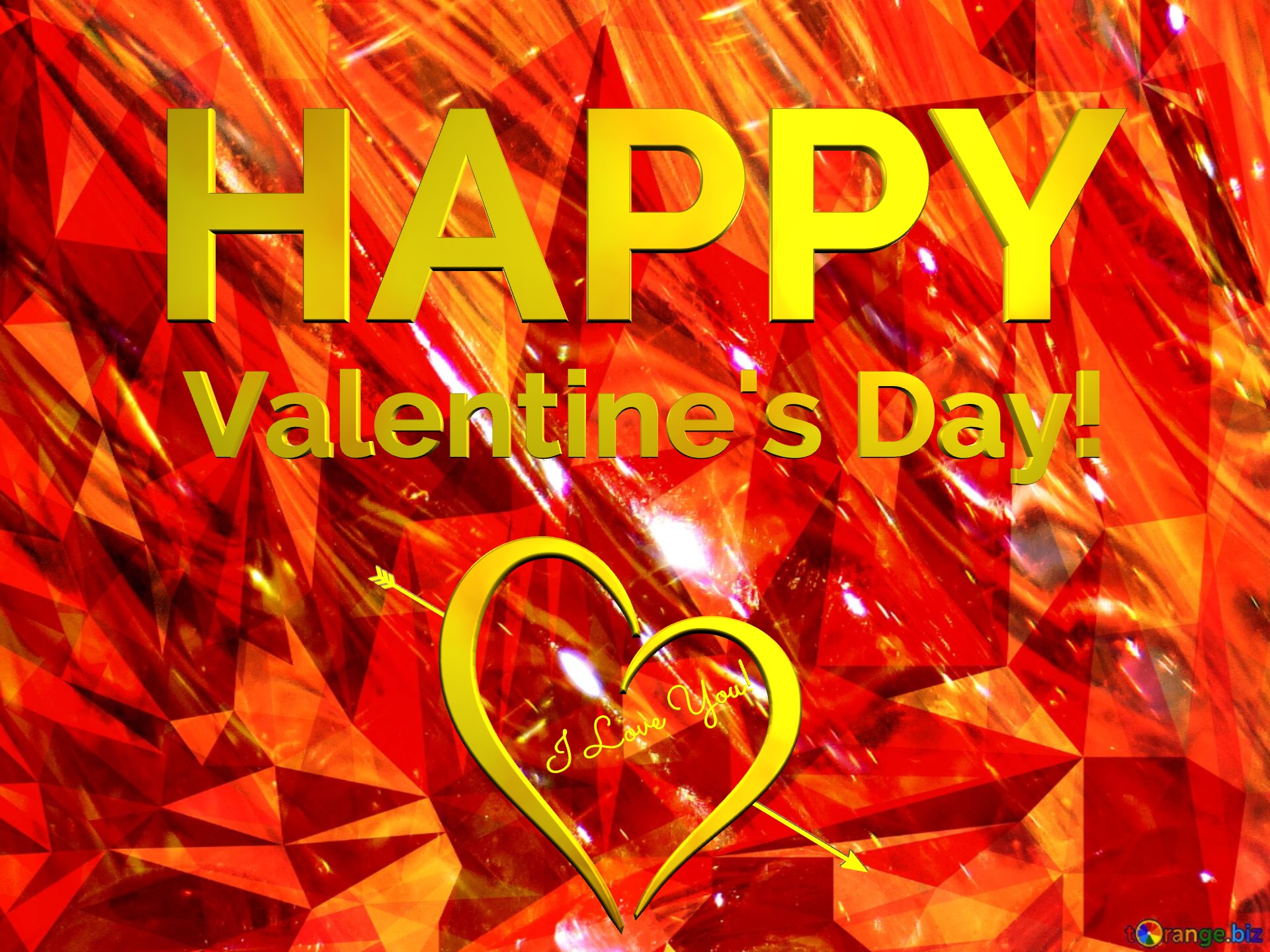Hot Happy Valentine`s Day! Glass hot polygonal background №0
