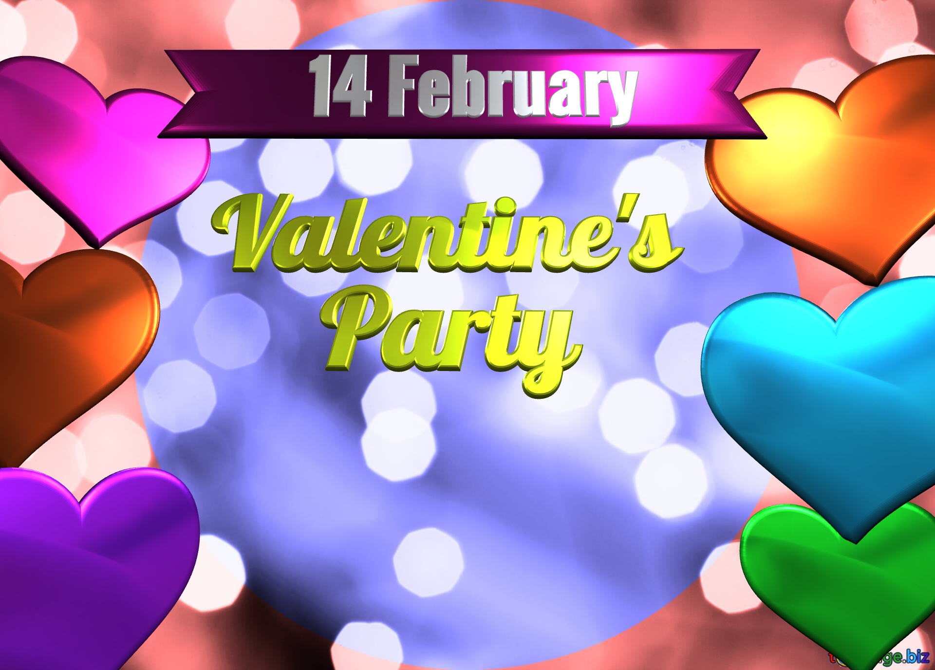Valentine`s      Party        14 February  infographics blue circle frame №0