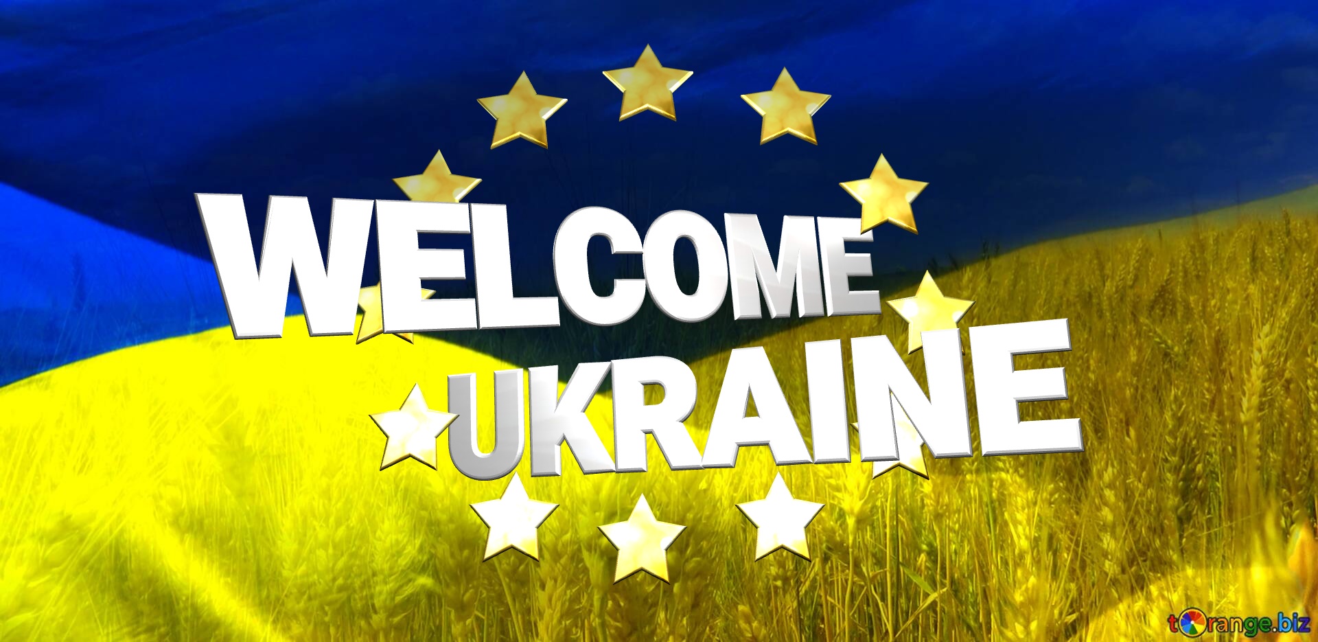Welcome Ukraine to Europe EU Ukraine flag №0