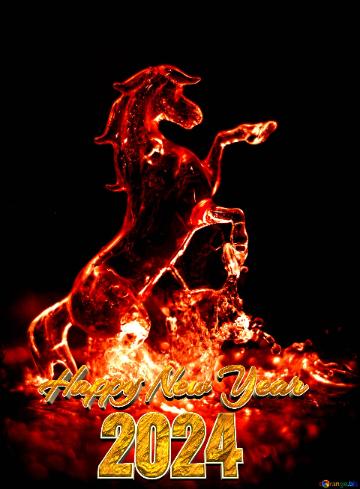 Fire Horse 2024 Happy New Year Fire Horse And Water Splashes Dark