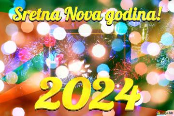 Sretna Nova Godina! 2024  Snowy Christmas Wonderland Holiday Scene