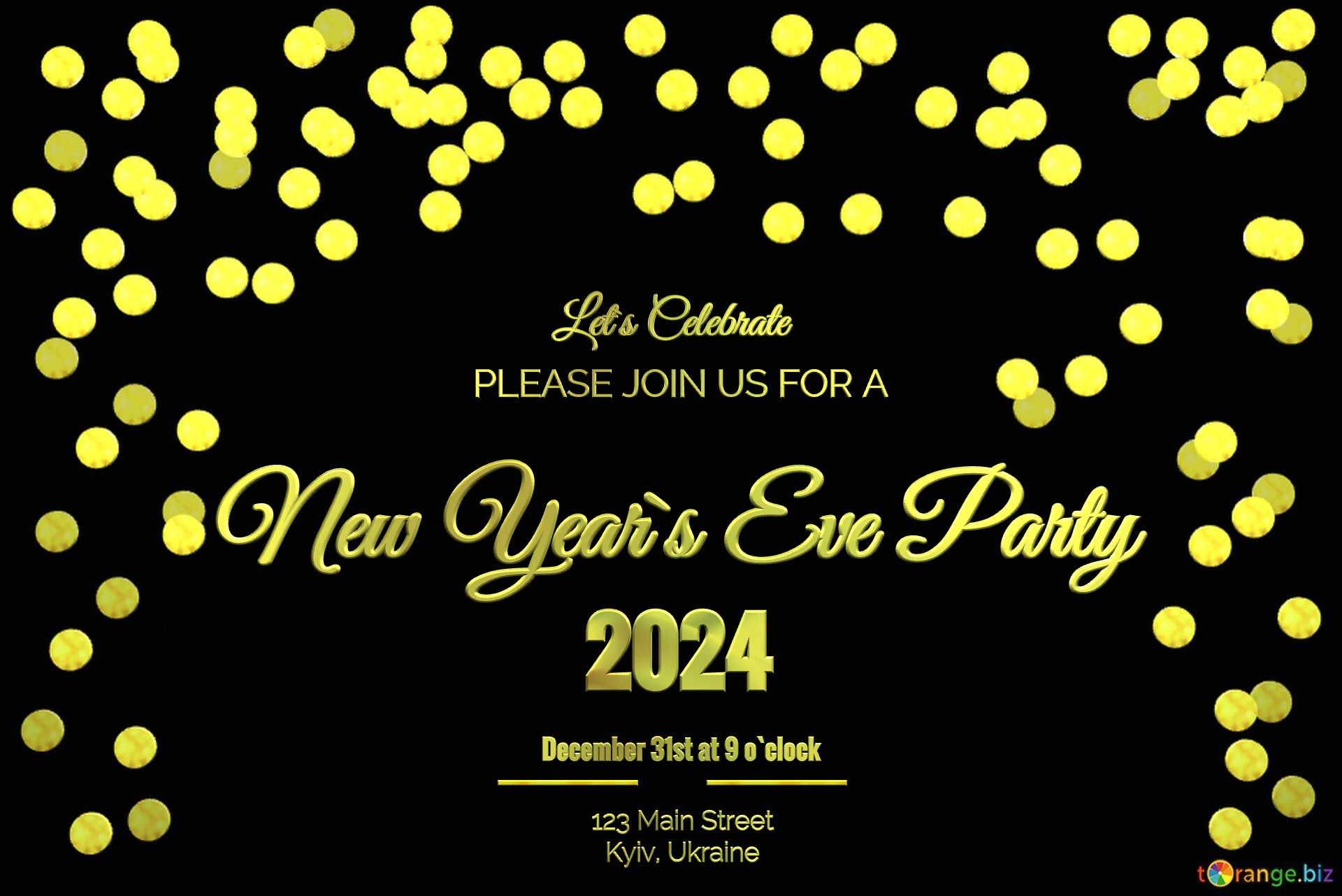 New Years Eve Party Invitations 2024 christmas lights frame background №56397