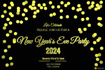 New Years Eve Party Invitations 2024 christmas lights frame background