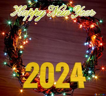 Happy New Year 2024 wreath