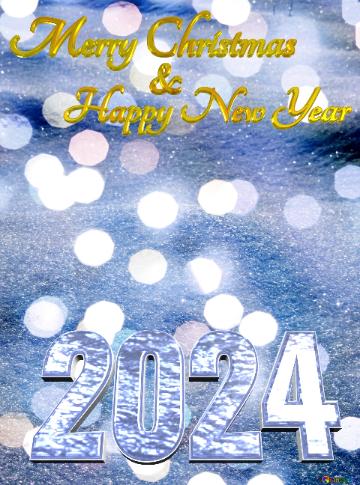 Merry Christmas 2024  Happy New Year &   Blue Snow Background