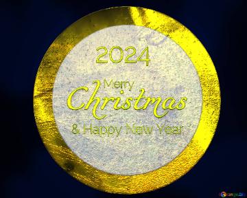 Merry & Happy New Year   Christmas 2024  Neon circle frame