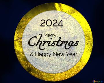 Merry & Happy New Year   Christmas 2024  Neon Circle Frame