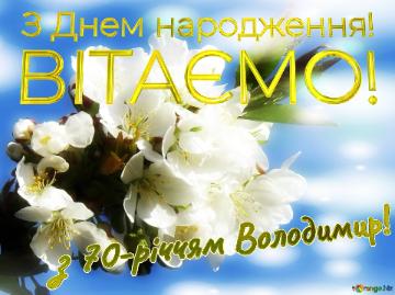 ВІТАЄМО! з 70-річчям Володимир! З Днем народження!  Коли білі квіти на дереві зацвітають, то немовби вся природа оживає, і все навкруги здавалося більш яскравим і красивим.