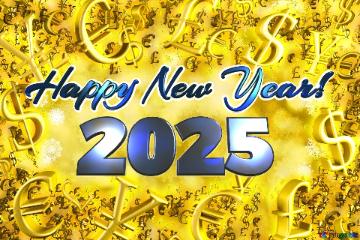 2025 Happy New Year!  Gold money Background