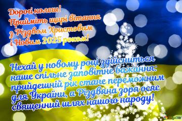 Дорогі колеги! Прийміть щирі вітання з Різдвом Христовим  і Новим 2025 роком! Нехай у новому році здійсниться наше спільне заповітне бажання: прийдешній рік стане переможним для України, а Різдвяна зоря осяє священний шлях нашого народу! 