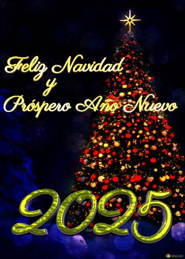 2025 Feliz Navidad Y Próspero Año Nuevo Christmas Tree Vertical Background