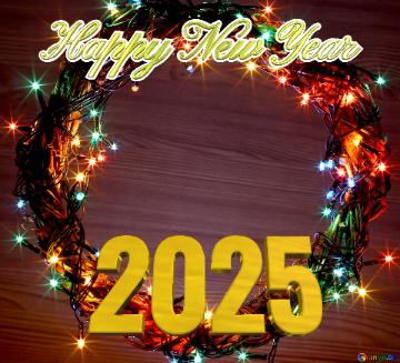 Happy New Year 2025  Christmas Wreath With A Cock Background With Space For Text