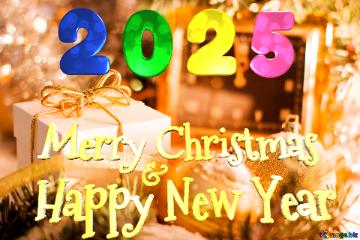 Merry Christmas 2025 Greeting card with new year