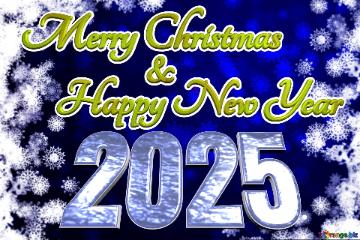 Merry Christmas 2025  Happy New Year &  Blue Christmas Background Blur Frame