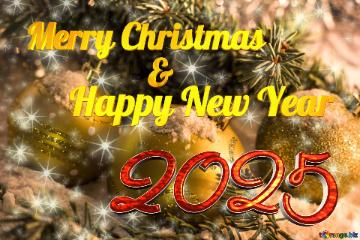 Merry Christmas 2025  Happy New Year &  Free Christmas Card Holiday Clusters Bright Twinkling...