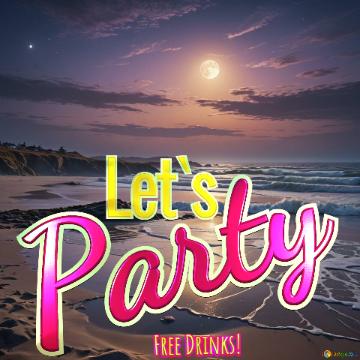 Party Free Drinks! Let`s  Beautiful Sunset At The Sea Beach Ai Generated