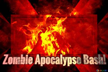 Zombie Apocalypse Bash!   Ancient Paper Overlay Fire Powerpoint Website Infographic Template Banner ...