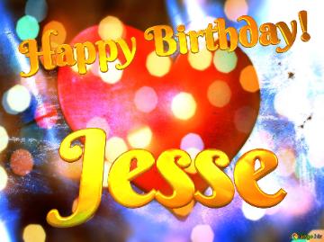 Happy Birthday! Jesse  Vibrant Heart with Bokeh Lights – A Colorful Expression of Love