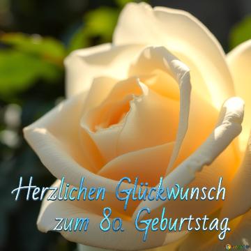 Herzlichen Glückwunsch     Zum 80. Geburtstag.  Elegant Cream Rose With Soft Illumination -...