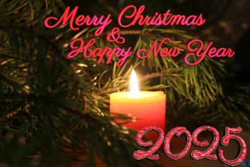 Merry Christmas 2025  Happy New Year &  Christmas desktop wallpaper with candles