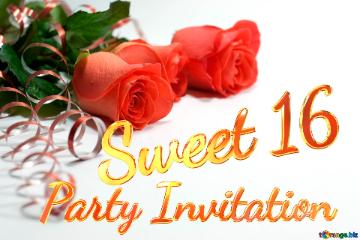 Party Invitation Sweet 16  Holiday  Postcard . Rose.